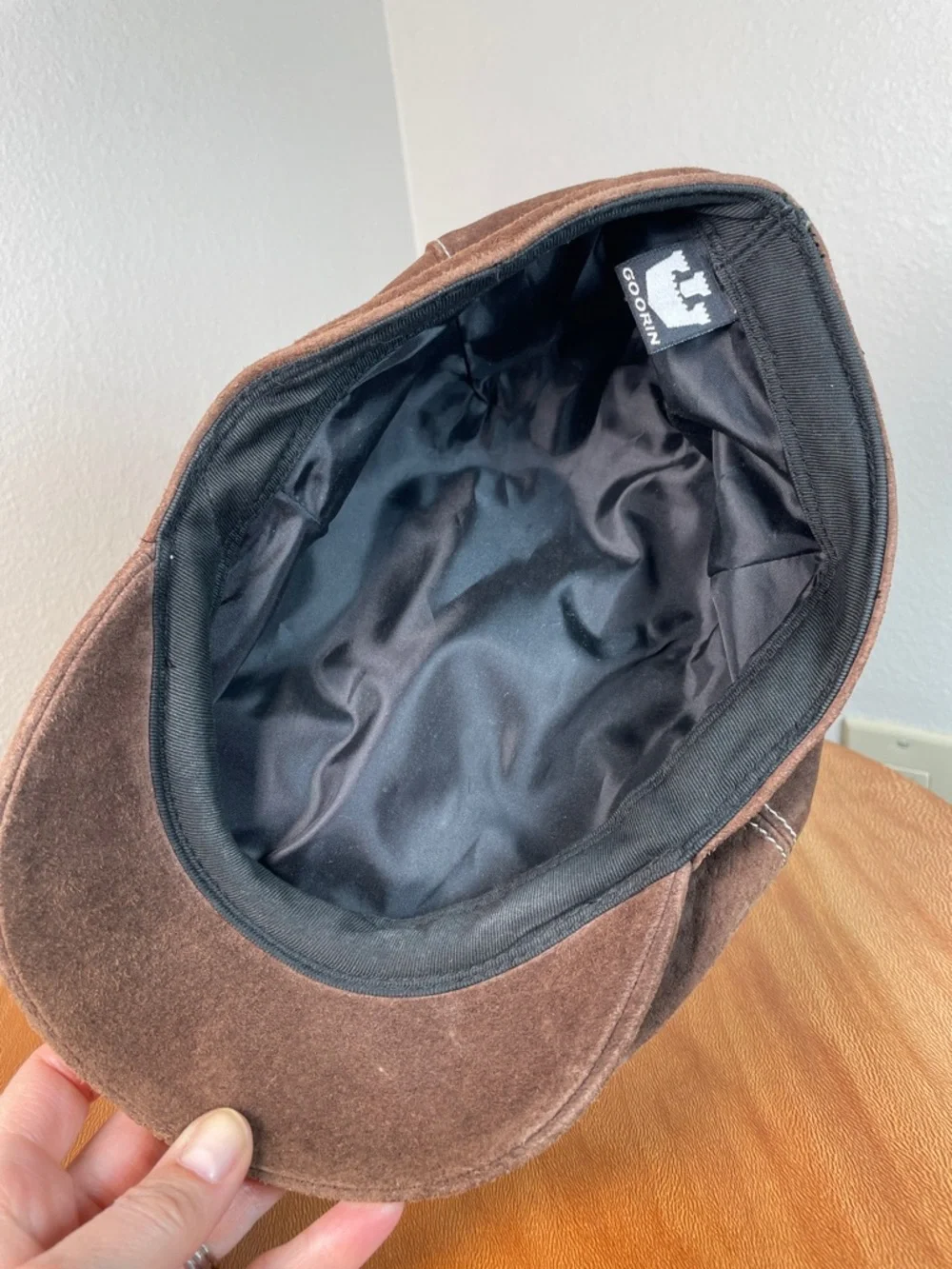 Goorin Brown Leather Flatcap Cap Cabbie Newsboy Size Medium